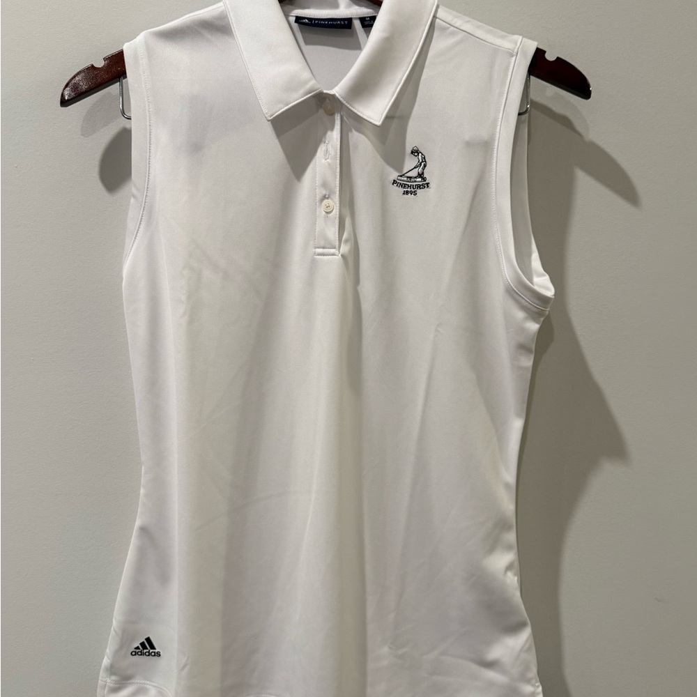 Adidas White Sleeveless Golf Polo